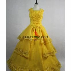 Cosrea Beauty And Beast Live Action Belle Dandelion Yellow Cosplay Costume
