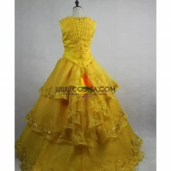 Cosrea Beauty And Beast Live Action Belle Dandelion Yellow Cosplay Costume