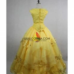 Cosrea Beauty And Beast Live Action Belle Organza Tulle Cosplay Costume