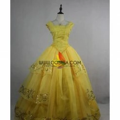 Cosrea Beauty And Beast Live Action Belle Organza Tulle Cosplay Costume