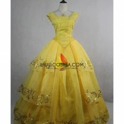 Cosrea Beauty And Beast Live Action Belle Organza Tulle Cosplay Costume