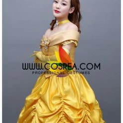 Cosrea Beauty And Beast Belle Satin With Organza Tulle Layer Cosplay Costume