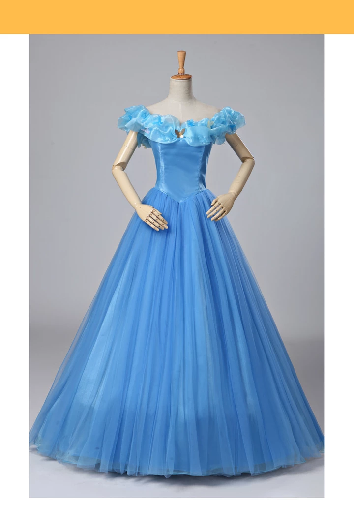 Cosrea Disney Inspired Cinderella Live Action Classic Organza Tulle Ballgown Cosplay Costume