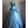 Cosrea Cinderella Sequin Gems Satin Dress With Chiffon Veil Cosplay Costume Disney Inspired