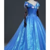 Cosrea Cinderella Live Action Glass Tulle Cosplay Costume Disney Inspired