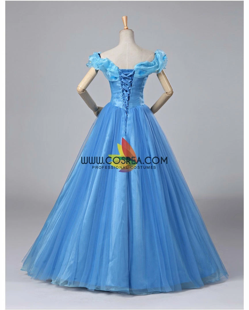 Cosrea Disney Inspired Cinderella Live Action Classic Organza Tulle Ballgown Cosplay Costume