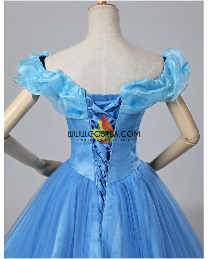 Cosrea Disney Inspired Cinderella Live Action Classic Organza Tulle Ballgown Cosplay Costume