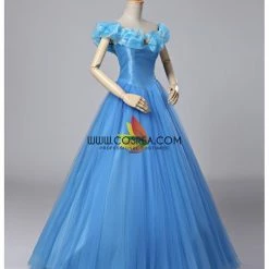 Cosrea Disney Inspired Cinderella Live Action Classic Organza Tulle Ballgown Cosplay Costume