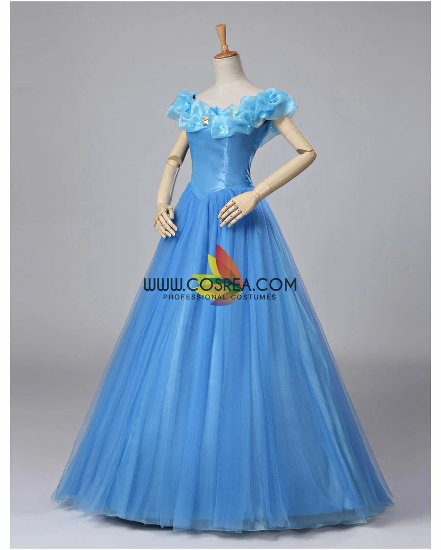Cosrea Disney Inspired Cinderella Live Action Classic Organza Tulle Ballgown Cosplay Costume