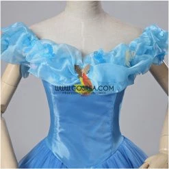 Cosrea Disney Inspired Cinderella Live Action Classic Organza Tulle Ballgown Cosplay Costume