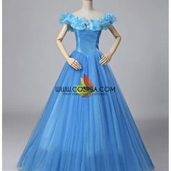 Cosrea Disney Inspired Cinderella Live Action Classic Organza Tulle Ballgown Cosplay Costume