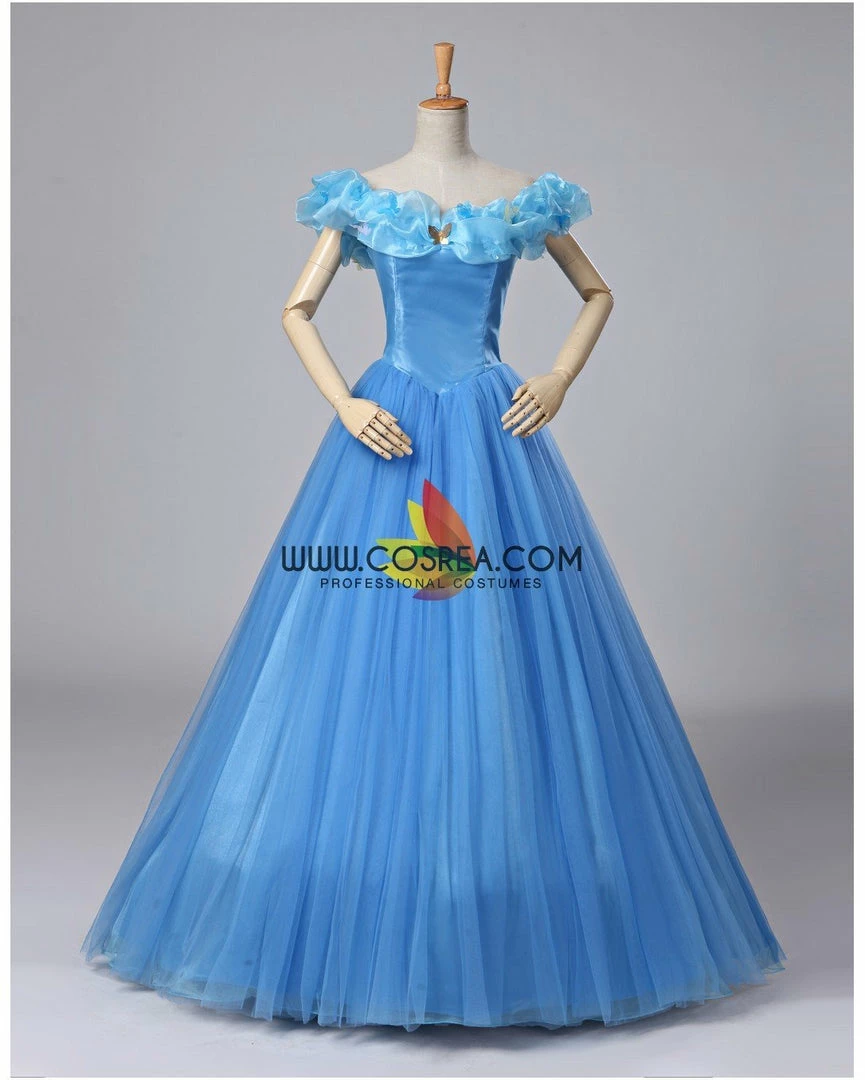Cosrea Disney Inspired Cinderella Live Action Classic Organza Tulle Ballgown Cosplay Costume