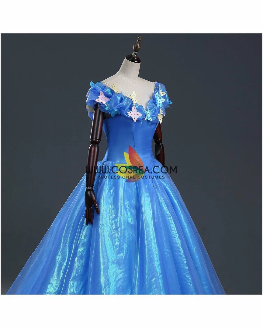 Cosrea Cinderella Live Action Glass Tulle Cosplay Costume Disney Inspired