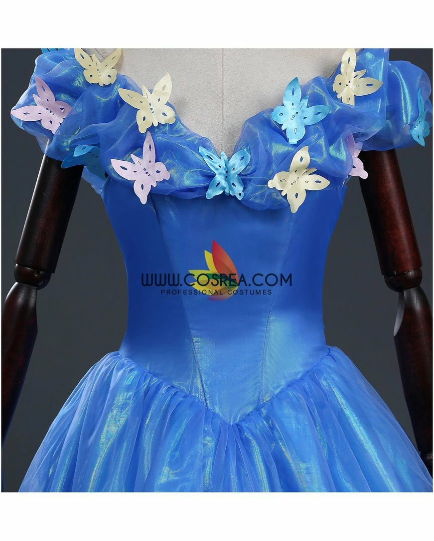 Cosrea Cinderella Live Action Glass Tulle Cosplay Costume Disney Inspired
