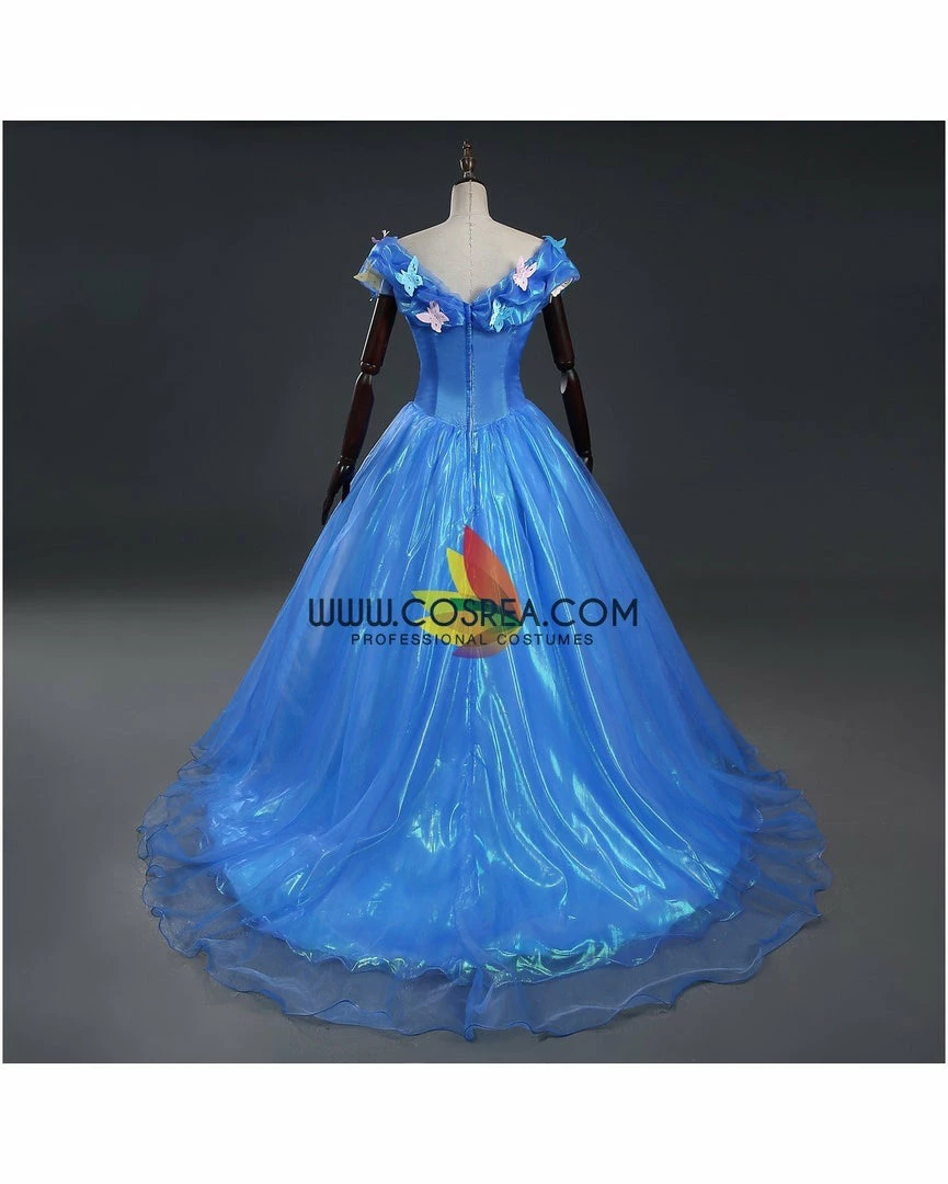 Cosrea Cinderella Live Action Glass Tulle Cosplay Costume Disney Inspired