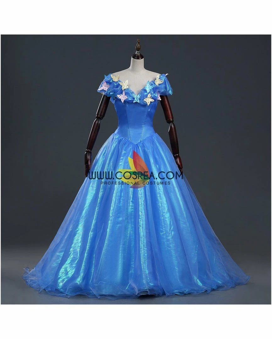 Cosrea Cinderella Live Action Glass Tulle Cosplay Costume Disney Inspired