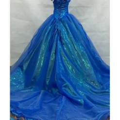 Cosrea Cinderella Organza Tulle Ballgown With Extended Train Cosplay Costume