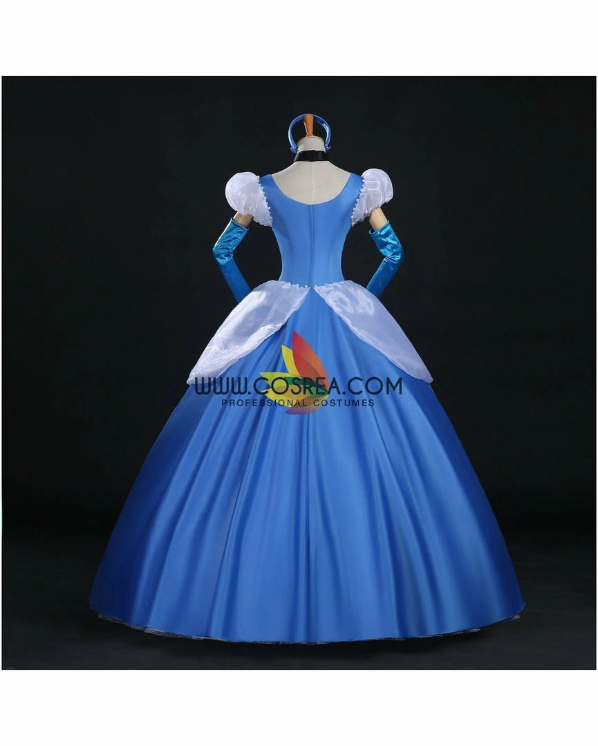 Cosrea Cinderella's Classic Royal Blue Satin Cosplay Costume