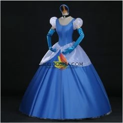 Cosrea Cinderella's Classic Royal Blue Satin Cosplay Costume