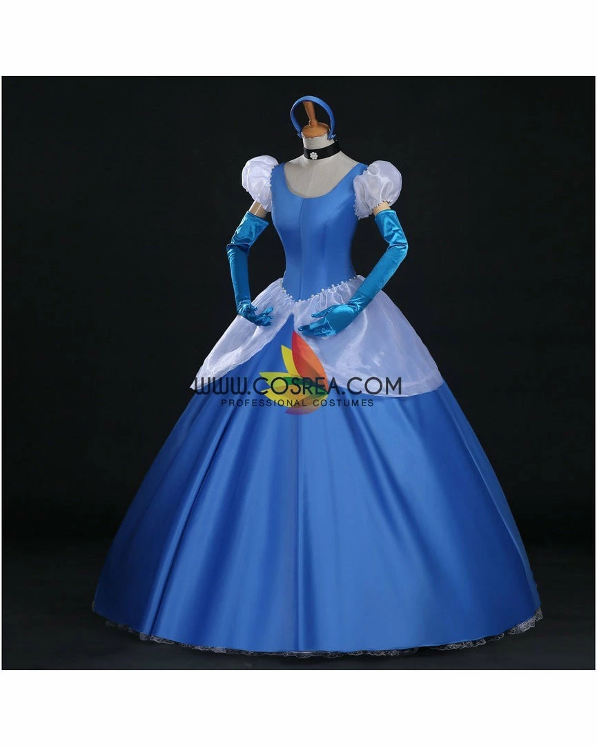 Cosrea Cinderella's Classic Royal Blue Satin Cosplay Costume