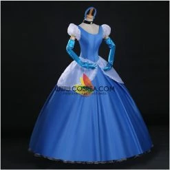 Cosrea Cinderella's Classic Royal Blue Satin Cosplay Costume