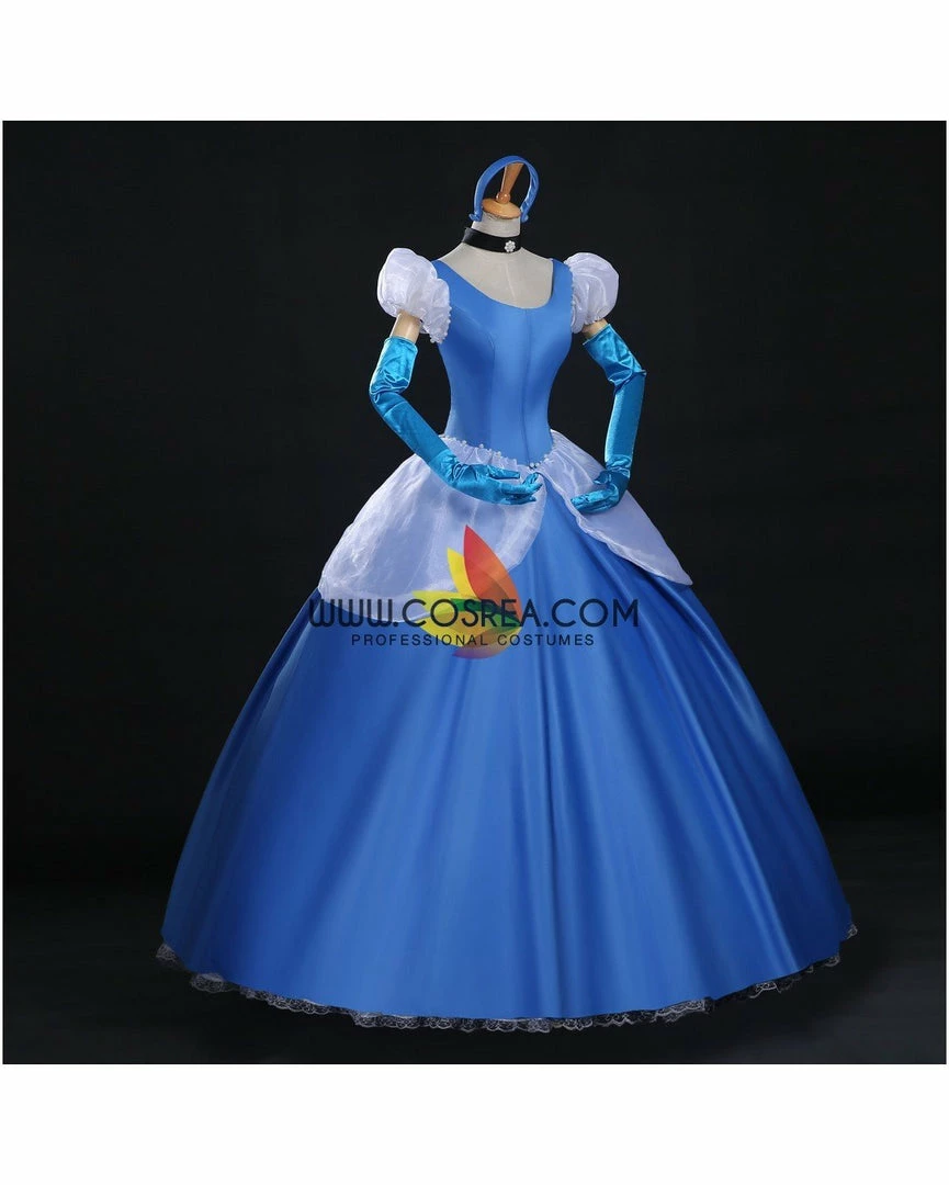Cosrea Cinderella's Classic Royal Blue Satin Cosplay Costume