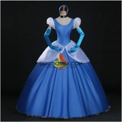 Cosrea Cinderella's Classic Royal Blue Satin Cosplay Costume
