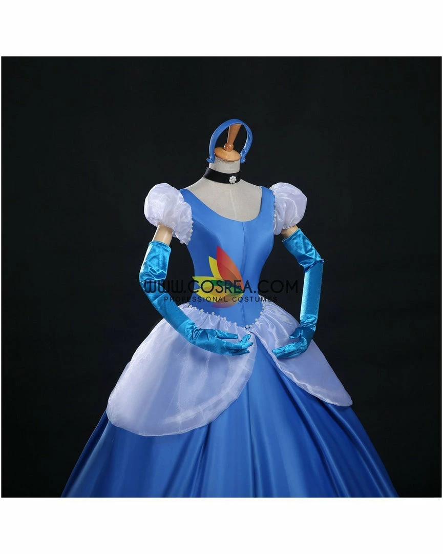 Cosrea Cinderella's Classic Royal Blue Satin Cosplay Costume