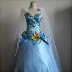 Cosrea Cinderella Sequin Gems Satin Dress With Chiffon Veil Cosplay Costume Disney Inspired
