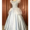 Cosrea Cinderella Silver Blue Brocade Cosplay Costume