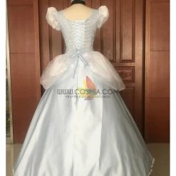 Cosrea Cinderella Silver Blue Brocade Cosplay Costume