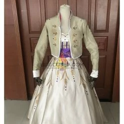Cosrea Frozen 2 Anna Formal Attire With Wheat Gold Embroidery Cosplay Costume