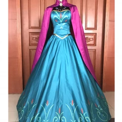 Cosrea Disney Inspired Frozen Elsa Coronation Printed Cosplay Costume
