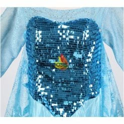 Cosrea Frozen Elsa With Glittered Sleeves And Frostflake Cape Cosplay Costume Disney Inspired