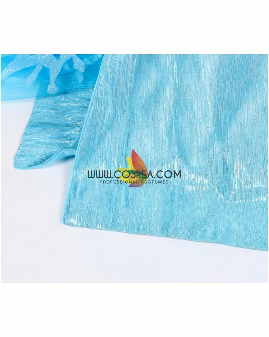 Cosrea Frozen Elsa With Glittered Sleeves And Frostflake Cape Cosplay Costume Disney Inspired