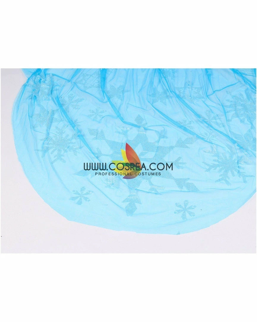 Cosrea Frozen Elsa With Glittered Sleeves And Frostflake Cape Cosplay Costume Disney Inspired