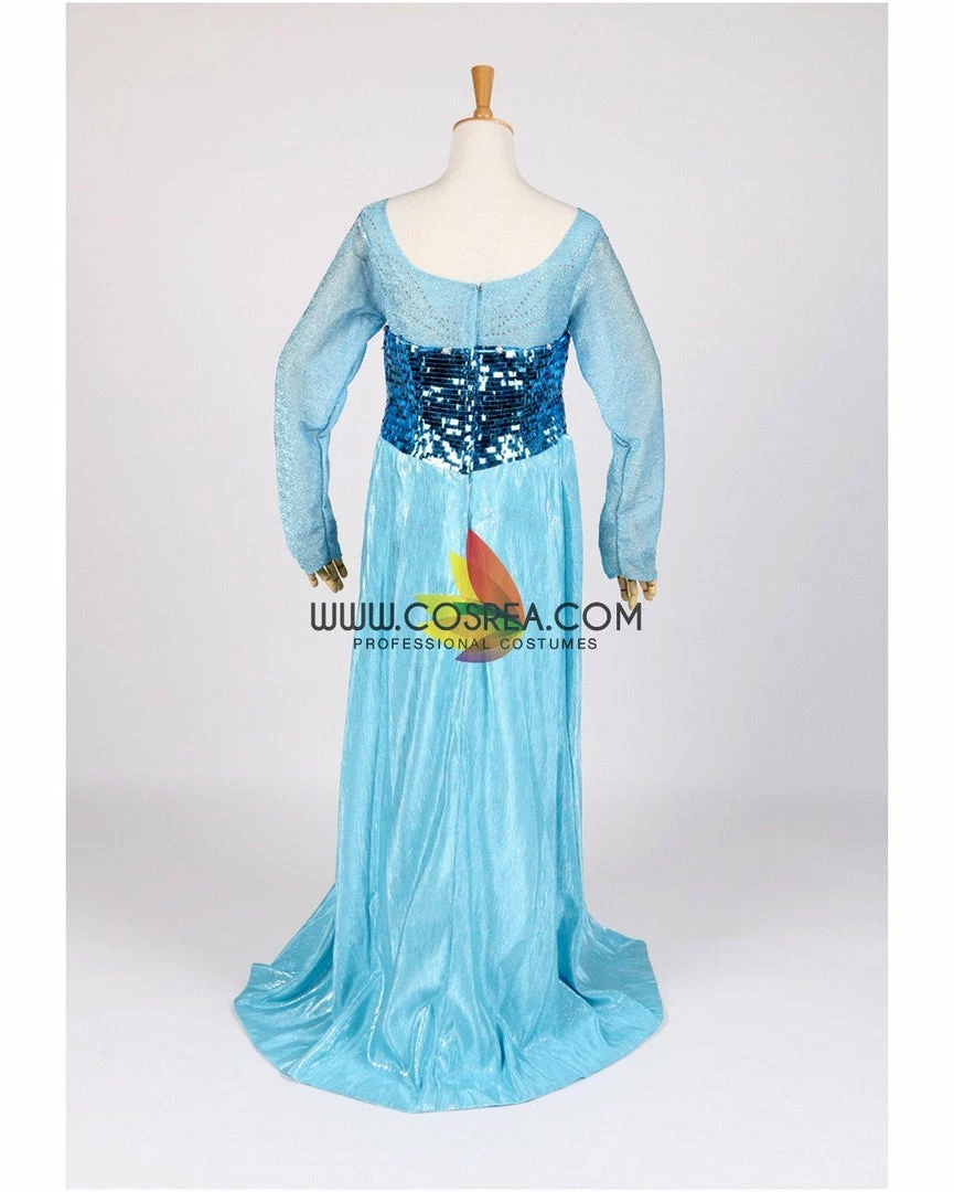 Cosrea Frozen Elsa With Glittered Sleeves And Frostflake Cape Cosplay Costume Disney Inspired