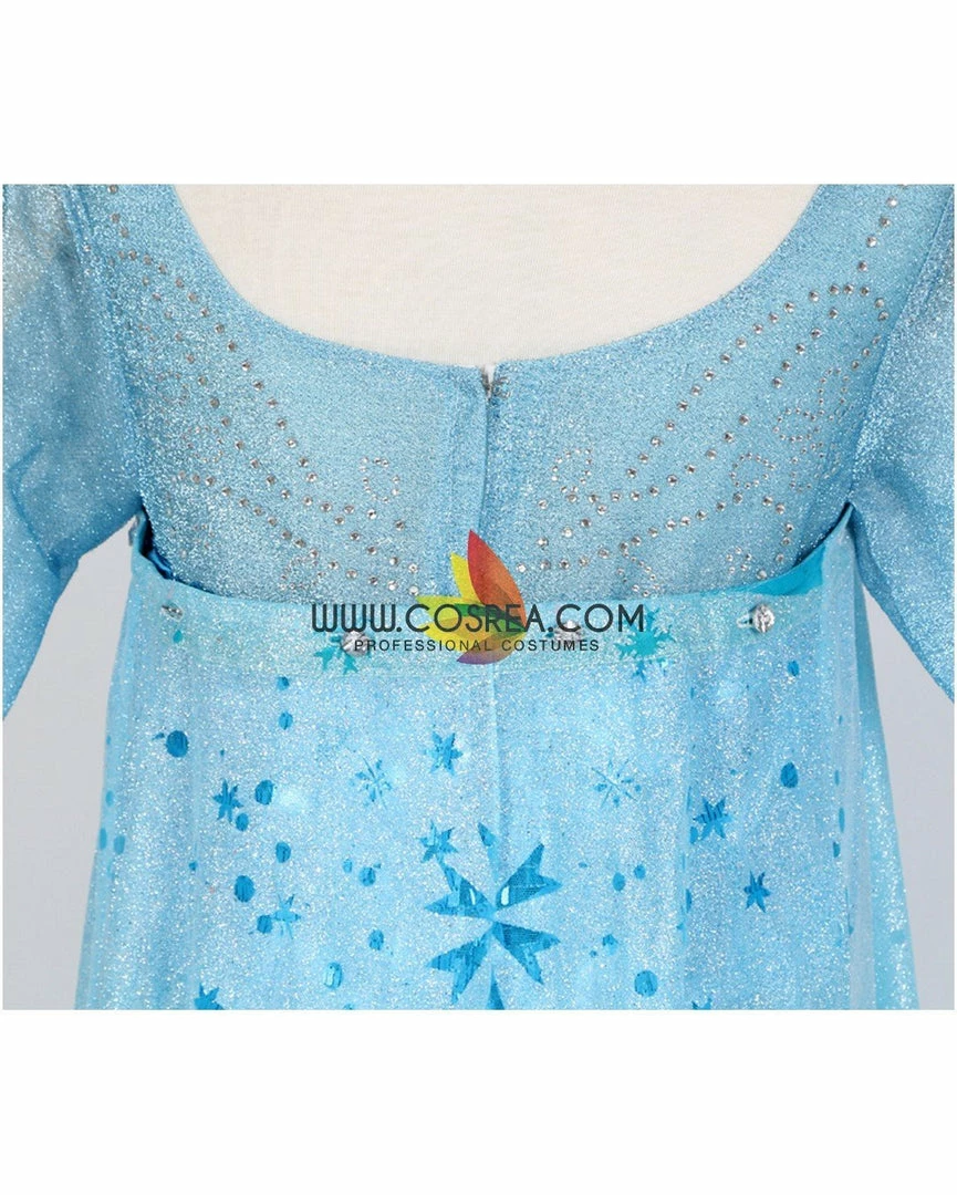 Cosrea Frozen Elsa With Glittered Sleeves And Frostflake Cape Cosplay Costume Disney Inspired
