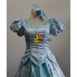 Cosrea Little Mermaid Ariel Cadet Blue Brocade Satin Cosplay Costume Disney Inspired