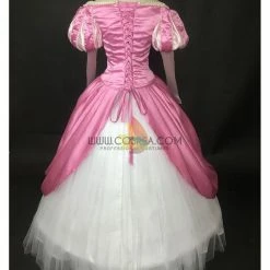 Cosrea Disney Inspired Little Mermaid Ariel Magenta Pink With Pearl Trims Cosplay Costume
