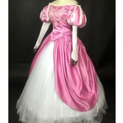 Cosrea Disney Inspired Little Mermaid Ariel Magenta Pink With Pearl Trims Cosplay Costume