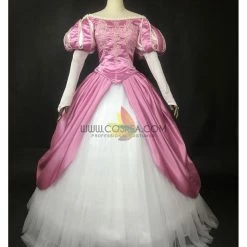 Cosrea Disney Inspired Little Mermaid Ariel Magenta Pink With Pearl Trims Cosplay Costume