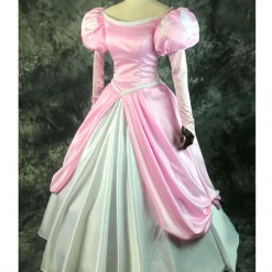 Cosrea Disney Inspired Little Mermaid Ariel Pastel Pink With Bubble Sleeves Satin Cosplay Costume
