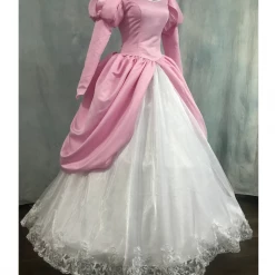Cosrea Disney Inspired Little Mermaid Ariel Rose Pink With Floral Lace Cosplay Costume