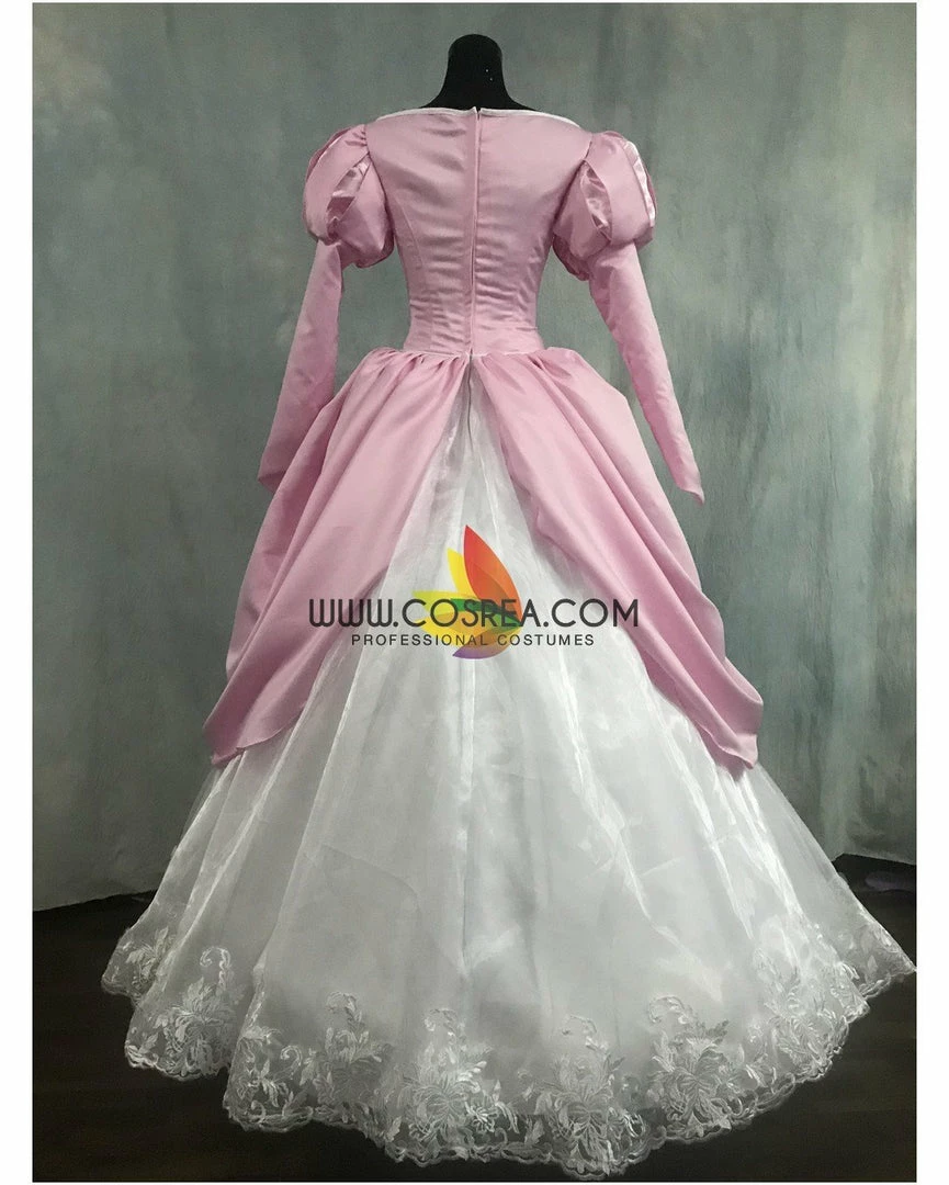 Cosrea Disney Inspired Little Mermaid Ariel Rose Pink With Floral Lace Cosplay Costume