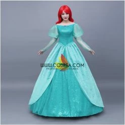 Cosrea Disney Inspired Little Mermaid Ariel Turquoise Sequin Tulle Cosplay Costume
