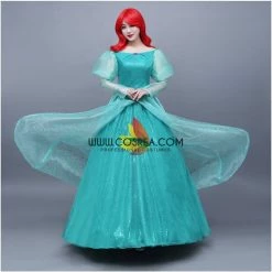 Cosrea Disney Inspired Little Mermaid Ariel Turquoise Sequin Tulle Cosplay Costume