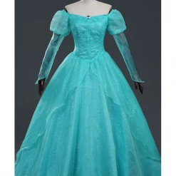Cosrea Little Mermaid Ariel Turquoise Tulle With Pearl Cosplay Costume