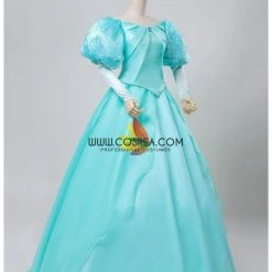 Cosrea Disney Inspired Little Mermaid Ariel Turquoise Tulle With Sequin Sleeves Cosplay Costume