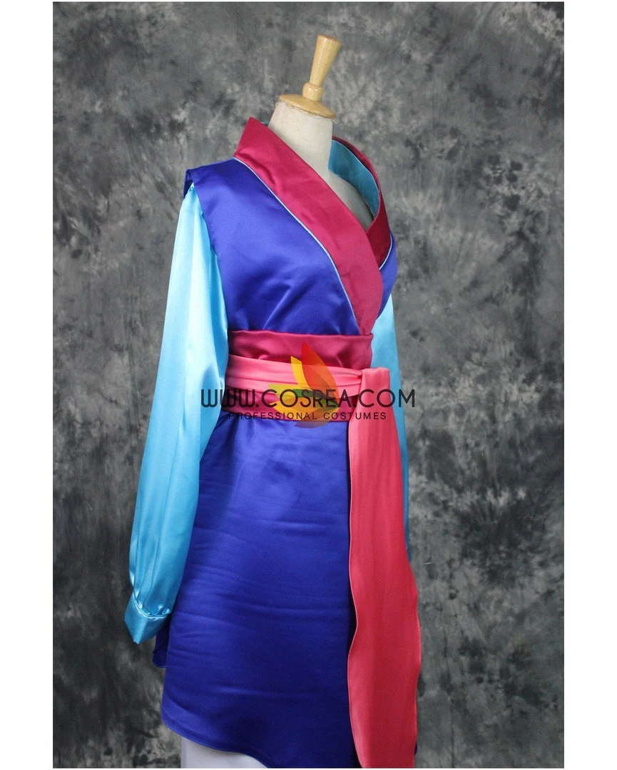 Cosrea Mulan Navy Blue Satin Cosplay Costume